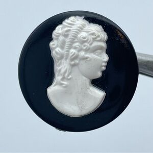 Vintage Black & White Cameo Portrait Brooch | Classic Victorian Style Pin